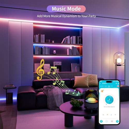 PAUTIX RGB Smart IC COB LED Strip Light Addressable 16.4ft/5m,UL-Listed 24V Color Flowing Strip Light Multicolor Flexible Tape Light Kit with APP Control/Music Mode,for TV,Bedroom,Party DIY Decoration - Image 4