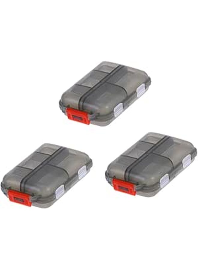 Gray Portable Weekly Pill Organizer 3 Pack Double Layer 10 Compartment Sealed Travel Storage Box - Image 1