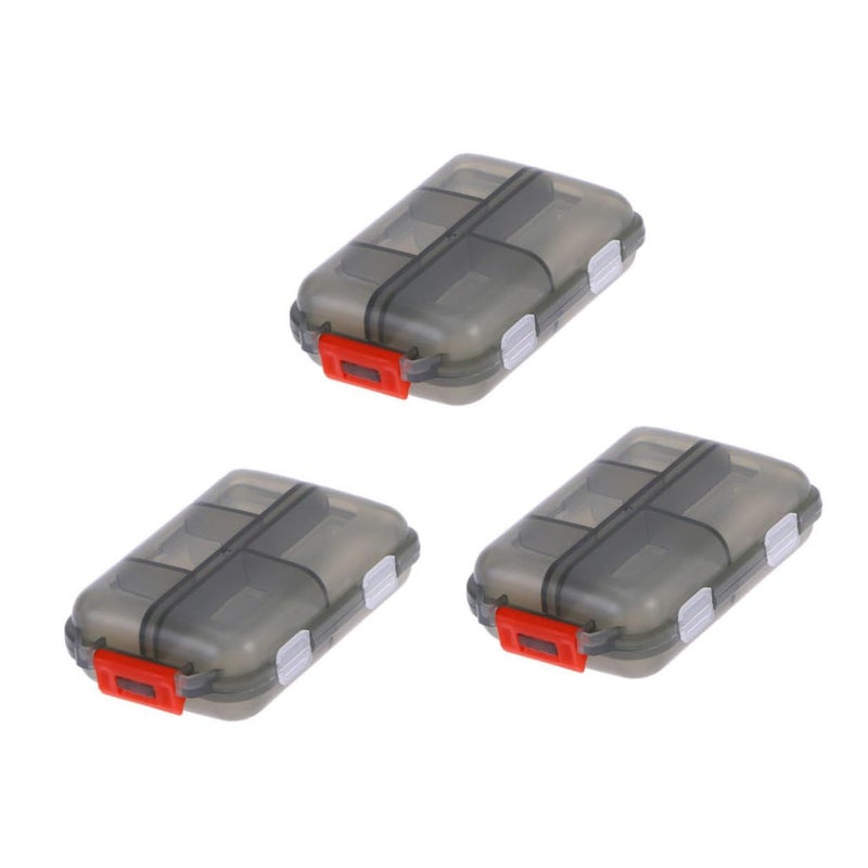 Gray Portable Weekly Pill Organizer 3 Pack Double Layer 10 Compartment Sealed Travel Storage Box - Image 2