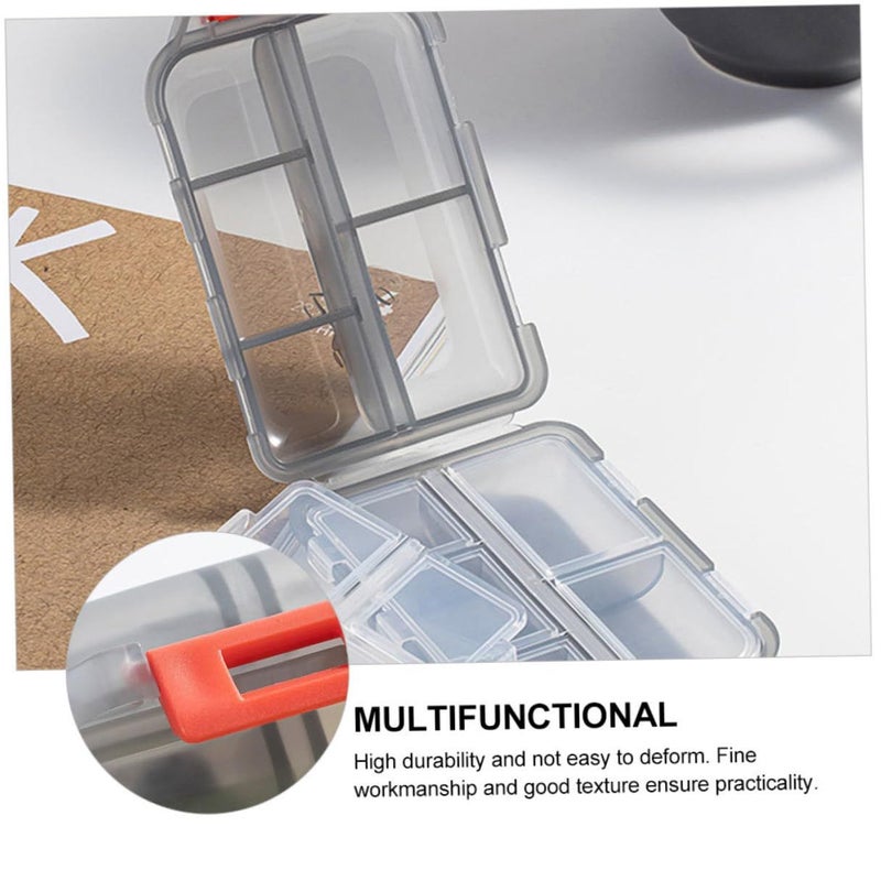 Gray Portable Weekly Pill Organizer 3 Pack Double Layer 10 Compartment Sealed Travel Storage Box - Image 4