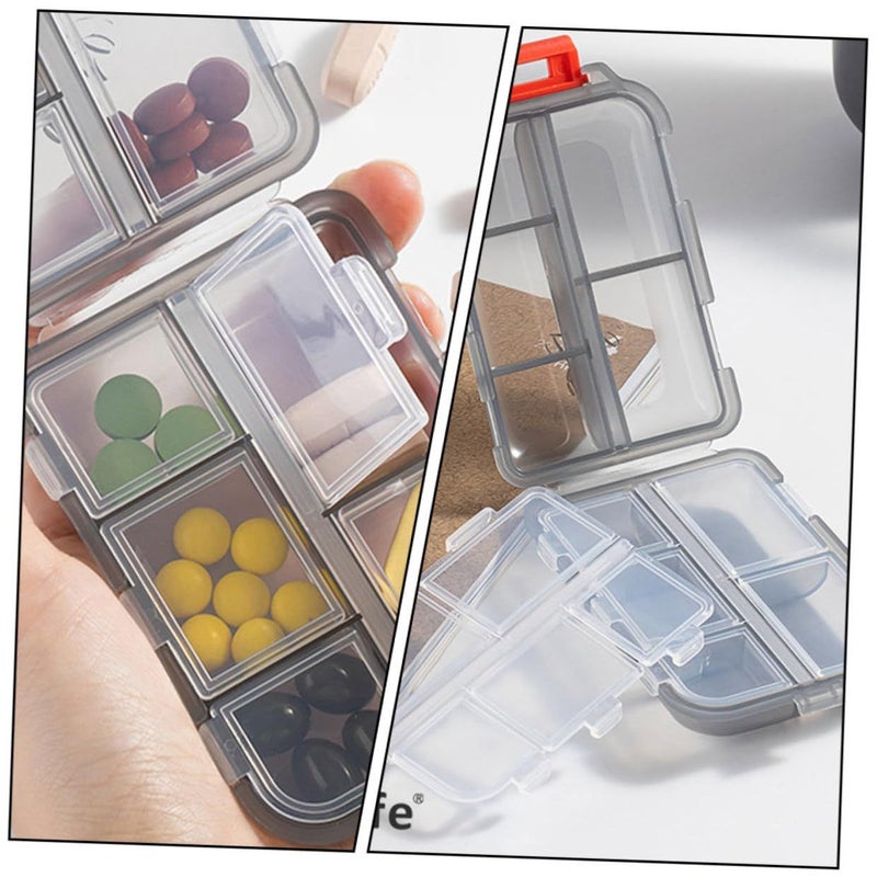 Gray Portable Weekly Pill Organizer 3 Pack Double Layer 10 Compartment Sealed Travel Storage Box - Image 5