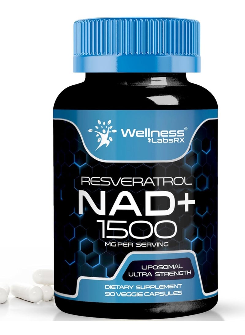 العافية لابسركس مكمل NAD+ مع ريسفيراترول يدعم الصحة الخلوية والقدرة على التحمل والشيخوخة الصحية 1500 ملجم 90 كبسولة - Image 1
