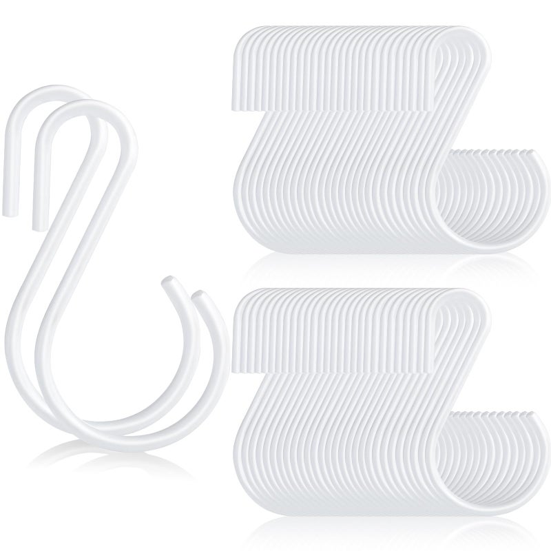 Sratte 120 Pcs S Hooks for Hanging 18 Inch Heavy Duty S Hooks Bulk Curtain Hanging Connectors Mini S Shaped Hangers Ornament for Plants Pots Pans Mugs DIY Jewelry White - Image 2
