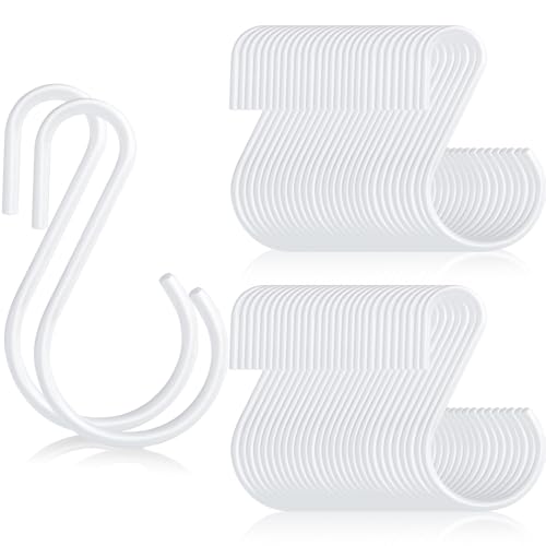 Sratte 120 Pcs S Hooks for Hanging 18 Inch Heavy Duty S Hooks Bulk Curtain Hanging Connectors Mini S Shaped Hangers Ornament for Plants Pots Pans Mugs DIY Jewelry White - Image 1