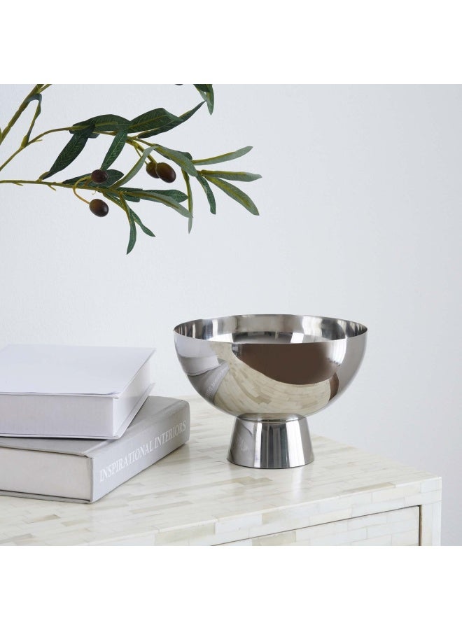 Pan Home وعاء ديكور بيجو الفولاذي 19X19X14 سم - فضي - Image 1