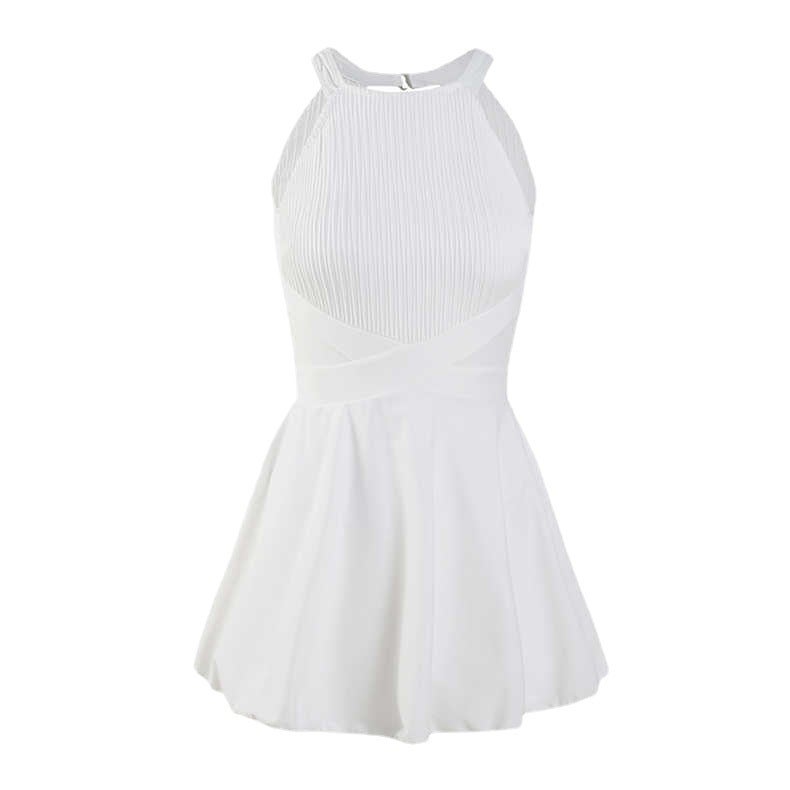 Swimwear women's dress solid color suspenders swimwear slim slim hot spring sexy backless professional swimwear wholesale(White, Average size) - Image 5