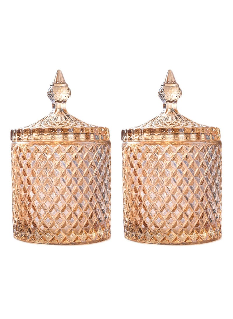 Excefore Crystal Candy Box, Candy Dish with Lid Glass Decorative Box Cookie Amber Jar Vintage Jewelry Box Trinket Boxes for Party Wedding Display Pothecary Flour Gifts For Friends Female, Brown-Large  - Image 1