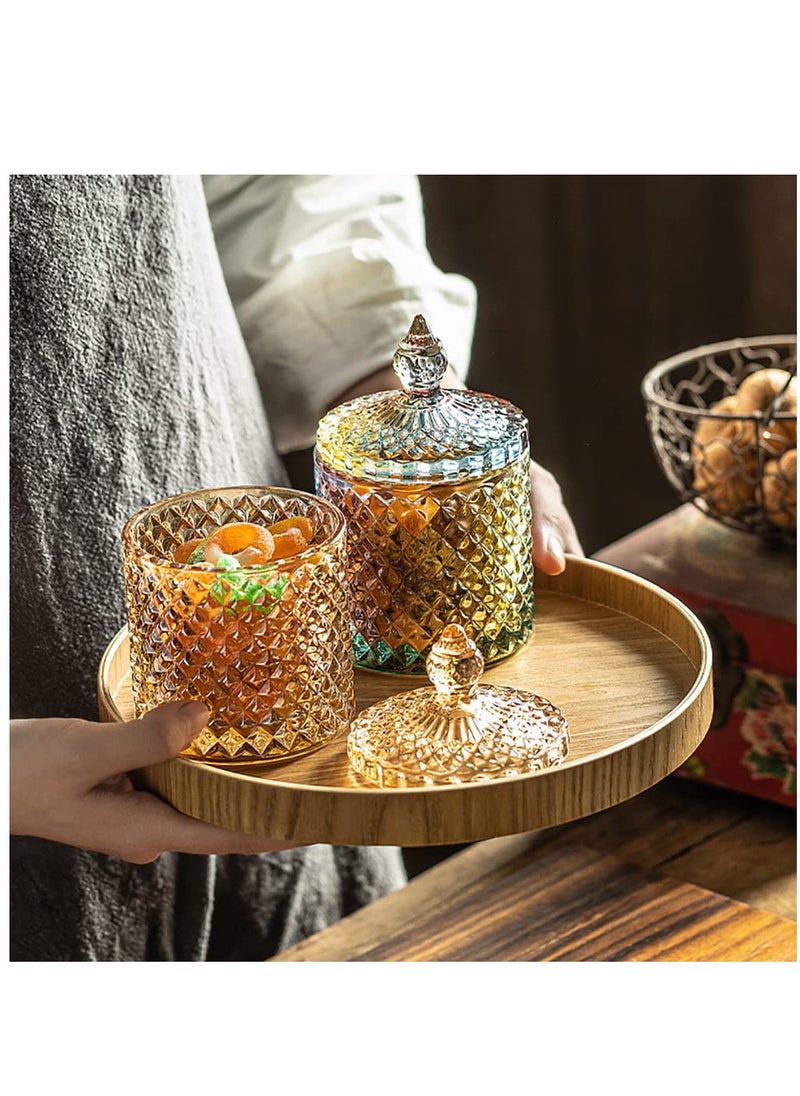Excefore Crystal Candy Box, Candy Dish with Lid Glass Decorative Box Cookie Amber Jar Vintage Jewelry Box Trinket Boxes for Party Wedding Display Pothecary Flour Gifts For Friends Female, Brown-Large  - Image 4