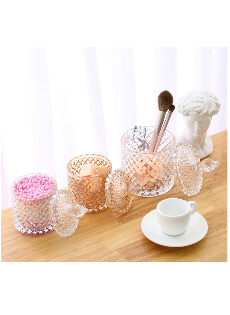 Excefore Crystal Candy Box, Candy Dish with Lid Glass Decorative Box Cookie Amber Jar Vintage Jewelry Box Trinket Boxes for Party Wedding Display Pothecary Flour Gifts For Friends Female, Brown-Large  - Image 3