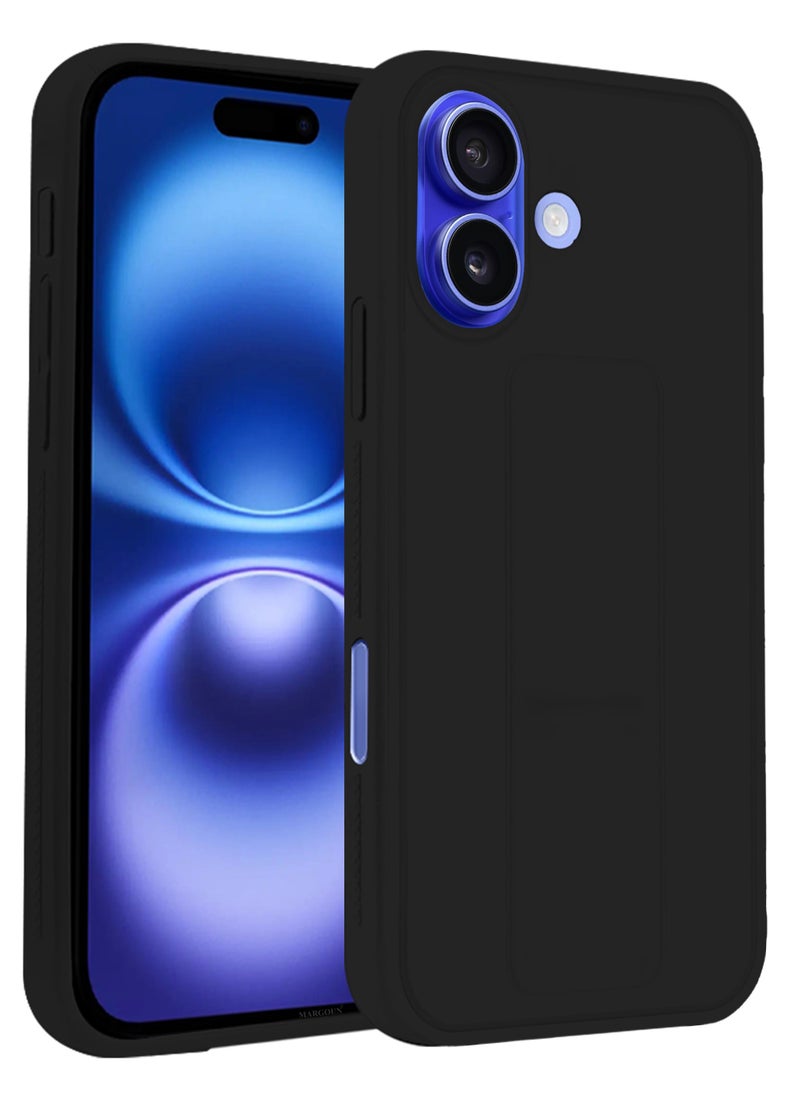 CATANES - (for Apple iPhone 16 Plus) Case Premium PU Leather Back Cover with Stand Function Shockproof and Anti Scratch Finger Grip Case Cover / Black - Image 1