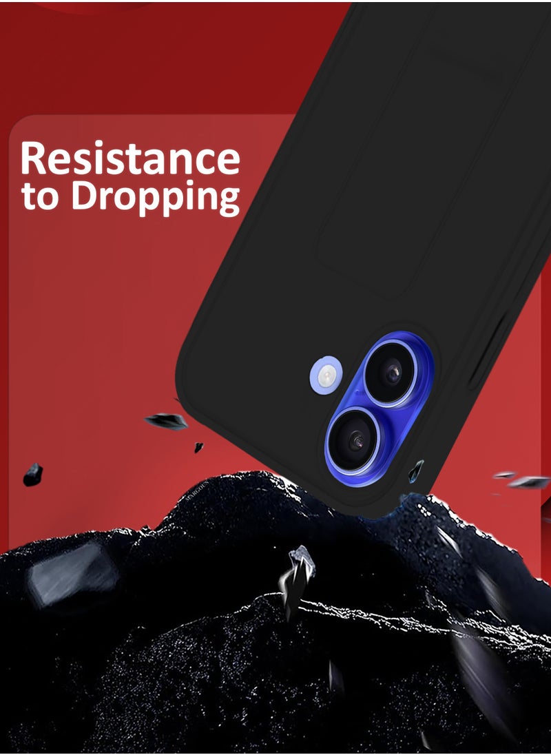 CATANES - (for Apple iPhone 16 Plus) Case Premium PU Leather Back Cover with Stand Function Shockproof and Anti Scratch Finger Grip Case Cover / Black - Image 1