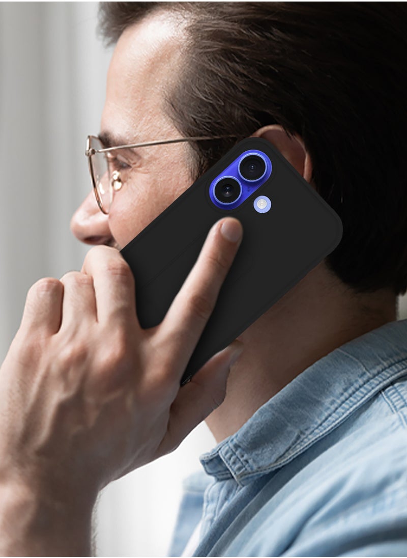 CATANES - (for Apple iPhone 16 Plus) Case Premium PU Leather Back Cover with Stand Function Shockproof and Anti Scratch Finger Grip Case Cover / Black - Image 1