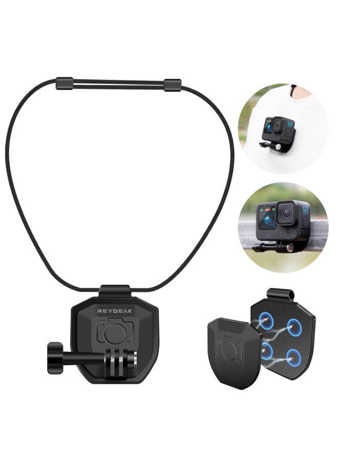 Reygeak Magnetic Mount For Dji Gopro 13 Action Camera, Compatible With Action 4, 5 Pro, Ace Pro 2, Quick Release Neck Strap Chest Mount Base Accessory For First Person View - Image 2