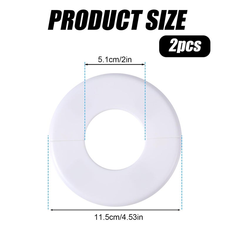 Gosknor 2pcs Wall Split Flange, Self-Adhesive ABS Round Escutcheon Plate Plumbing Cover Plates for 51mm/2in Diameter Pipe Faucet Decoration Accessories (White) - Image 2