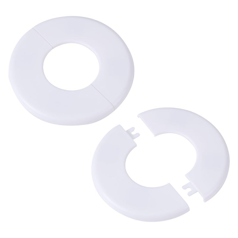Gosknor 2pcs Wall Split Flange, Self-Adhesive ABS Round Escutcheon Plate Plumbing Cover Plates for 51mm/2in Diameter Pipe Faucet Decoration Accessories (White) - Image 1