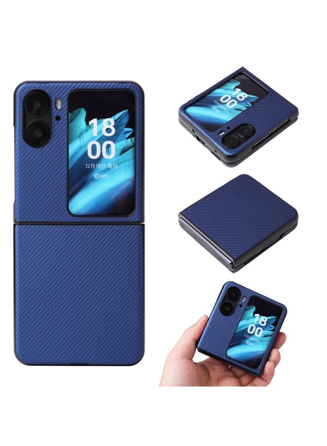 HuHa Case Cover For OPPO Find N2 Flip Carbon Fiber Texture Leather Phone Case(Blue) - Image 1