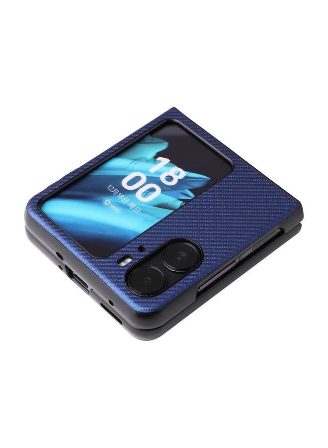 HuHa Case Cover For OPPO Find N2 Flip Carbon Fiber Texture Leather Phone Case(Blue) - Image 5