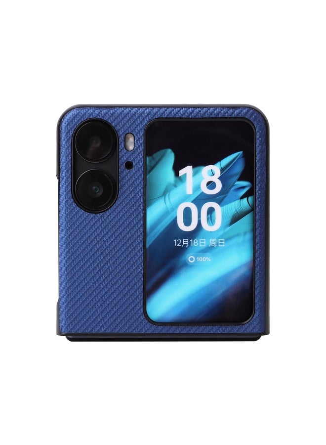 HuHa Case Cover For OPPO Find N2 Flip Carbon Fiber Texture Leather Phone Case(Blue) - Image 3