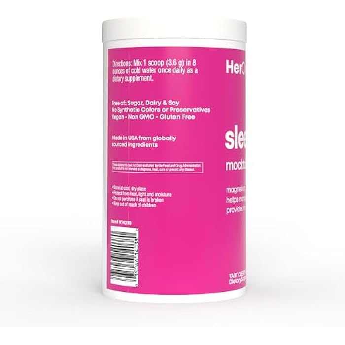 Her Own Sleepy Girl Magnesium Drink Mix, Sleep Support Powder, with Magnesium, Melatonin and Tart Cherry, Rest Supplement, Mocktail Drink Mix, Vegan, Gluten Free, Tart Cherry Flavor, 60 Servings - Image 2