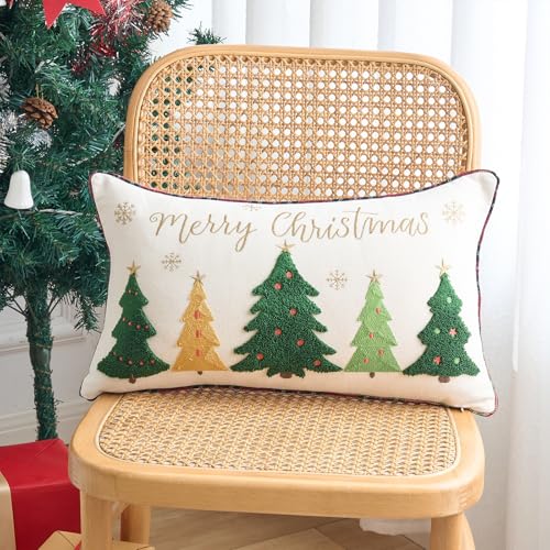 HOMFREEST Christmas Tree Pillow Covers 12x20 Inch Merry Christmas Green Trees Throw Pillows Xmax Winter Holiday Outdoor Cushion Cases for Sofa Couch Home Decor - Image 3