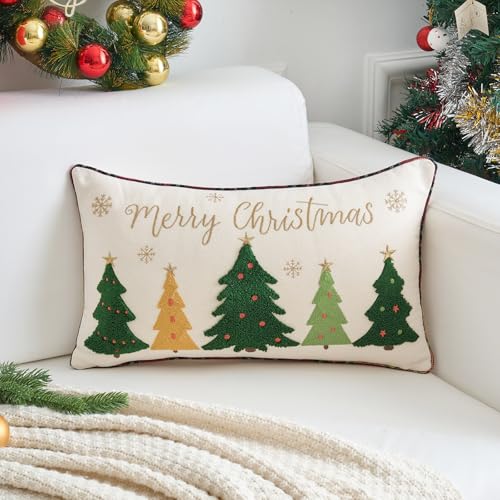 HOMFREEST Christmas Tree Pillow Covers 12x20 Inch Merry Christmas Green Trees Throw Pillows Xmax Winter Holiday Outdoor Cushion Cases for Sofa Couch Home Decor - Image 5