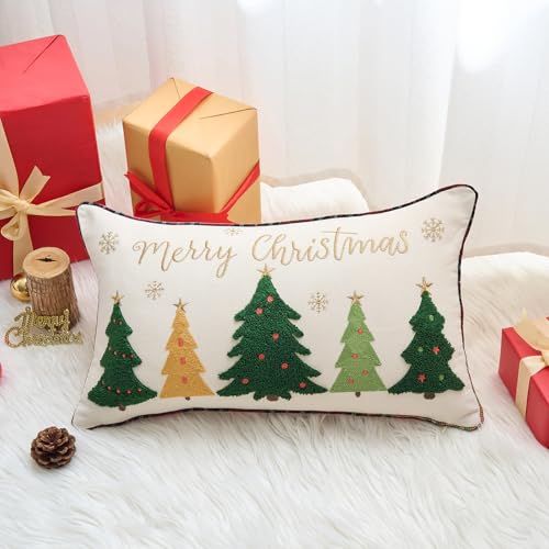 HOMFREEST Christmas Tree Pillow Covers 12x20 Inch Merry Christmas Green Trees Throw Pillows Xmax Winter Holiday Outdoor Cushion Cases for Sofa Couch Home Decor - Image 2