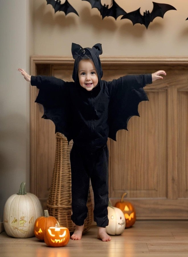 Magic Park 12M-8Y Baby Halloween Clothes Toddler Bat Outfits Kid Halloween Clothing Boy Girl Bat Hooded Tops Pants Winter Set (5-6 Years, Black Hooded) - Image 2