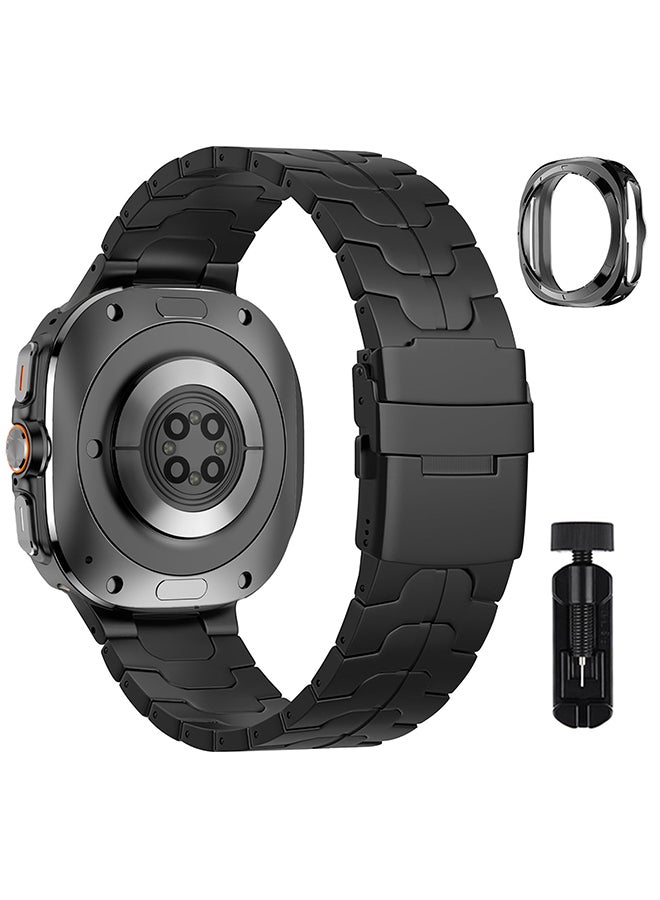 إس كولور سوار سامسونج جالاكسي ووتش 8 المعدني: متوافق مع موديلات 44مم/40مم و 8 كلاسيك 46مم، مصنوع من الفولاذ المقاوم للصدأ ومقاوم للخدوش - للرجال والنساء (أسود) - Image 1