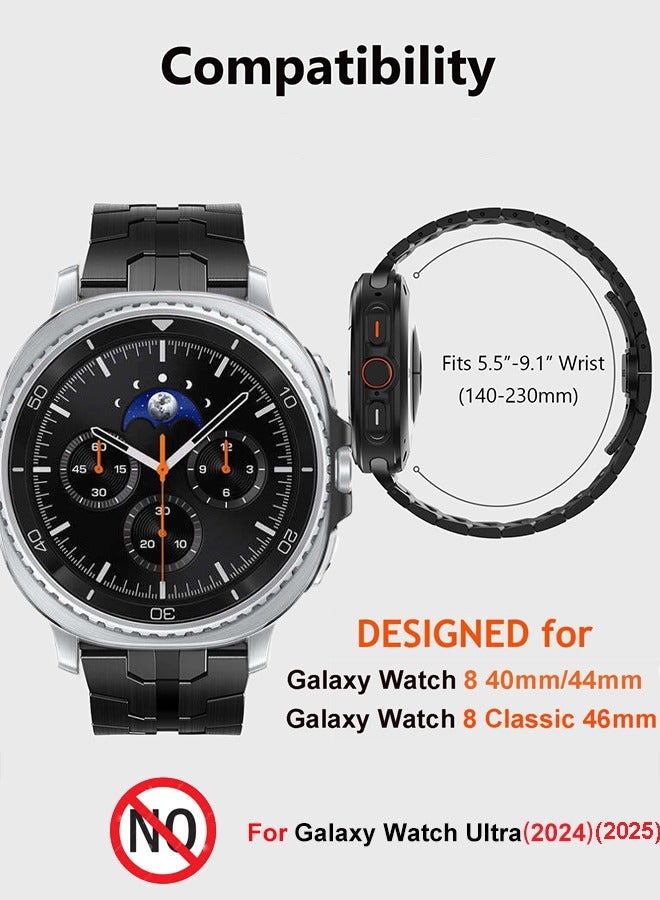 إس كولور سوار سامسونج جالاكسي ووتش 8 المعدني: متوافق مع موديلات 44مم/40مم و 8 كلاسيك 46مم، مصنوع من الفولاذ المقاوم للصدأ ومقاوم للخدوش - للرجال والنساء (أسود) - Image 2