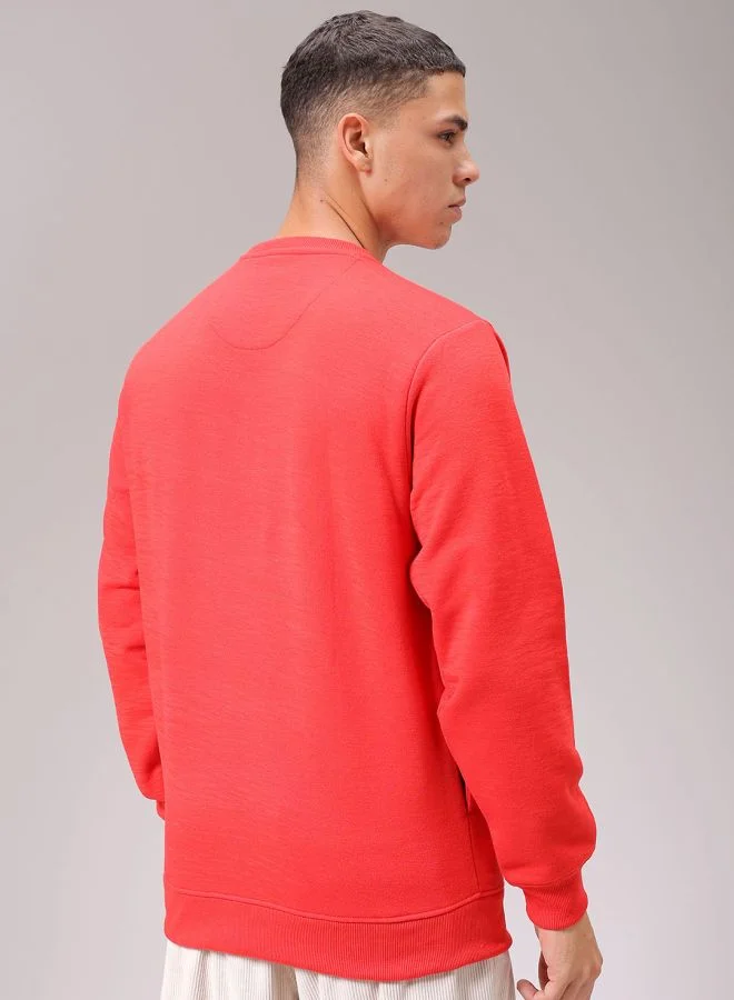The Indian Garage Co Men Regular Fit Placement Print Crew Neck Overhead Sweatshirt