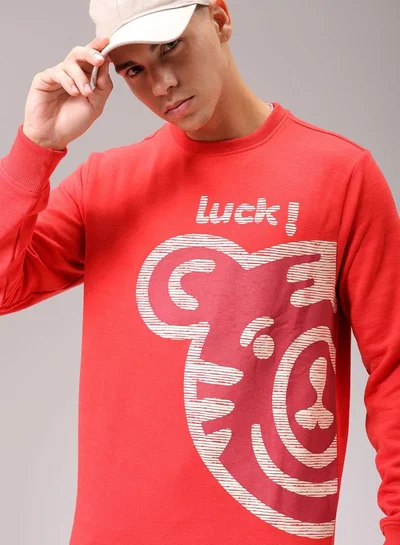 The Indian Garage Co Men Regular Fit Placement Print Crew Neck Overhead Sweatshirt