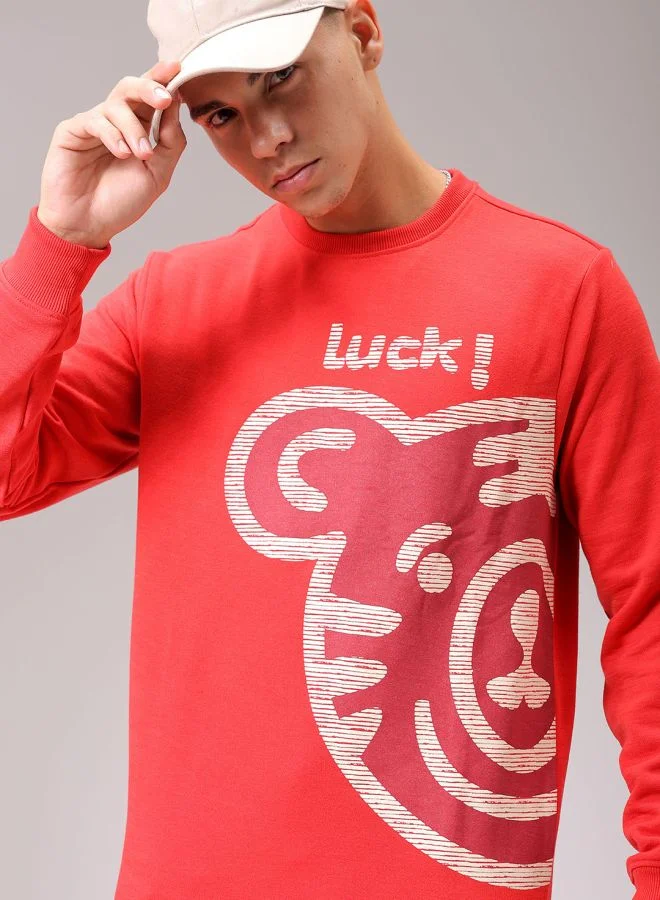 The Indian Garage Co Men Regular Fit Placement Print Crew Neck Overhead Sweatshirt