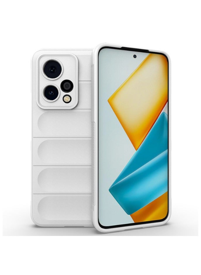 for Honor 200 Lite 5G Case Cover, Heavy Duty 4D Striped Pattern Sensory Soft Silicone Full Portection Shockproof Phone Case for Honor 200 Lite 5G, White 
