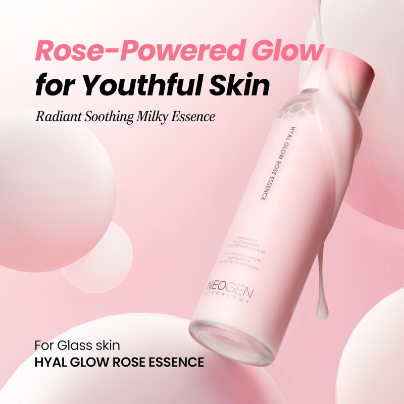 DERMALOGY by NEOGENLAB DERMALOGY by Neogen Hyal Glow Rose Essence - Hydrating Essence with 74% of Damask Rose Water & Flower Oil & Extract 160ml / 5.41 oz - Image 2