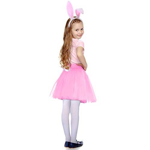 Yahenda 5 Pcs Easter Bunny Costume Set for Adult Bunny Ears Headband Rabbit Bowtie Tail Tutu Thigh High Stocking for Girl Cosplay (Pink Tutu) - Image 4