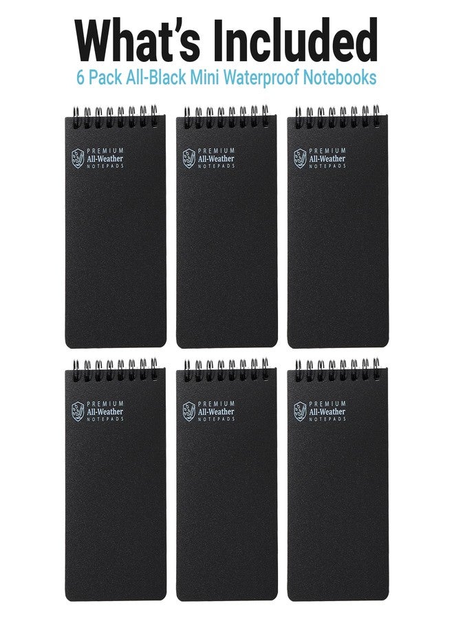 Playbees Waterproof Pocket Notebook 6Pack Black Small Top Spiral Notebook All Weather 3x5 Notepads w/Lined Pages Little Mini Memo Steno Note Pads Write in The Rain Notebook Field Notebook for Outdoor - Image 2