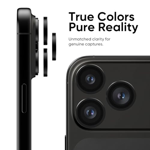 FLOLAB NanoArmour for iPhone 17 Pro MaxiPhone 17 Pro Camera Lens Protector AntiReflective Durable Tempered Glass with Aluminum Ring TruColors Ultra Clear Easy Install Black - Image 3