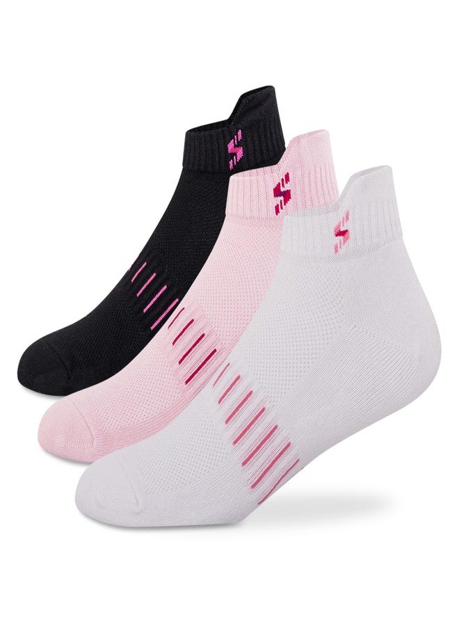Supersox جوارب سوبرسوكس من الخيزران بطول الكاحل، متعددة الألوان للنساء مصنوعة من مواد مستدامة - رياضية أنعم من الجوارب القطنية، مضادة للروائح - مثالية للرياضة، والنادي الرياضي، والارتداء طوال اليوم (عبوة من 3 جوارب) - Image 1