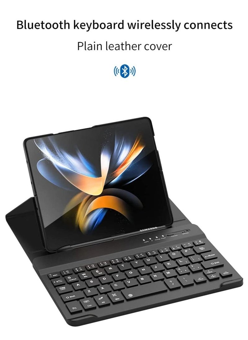 Raxoom Samsung Galaxy Z Fold 4 Case,Screen Protector Keyboard Leather Case Stylus+Pen Slot Phone Office Kit,Folding Phone Cover for Samsung Galaxy Z Fold 4 5G-Black - Image 2