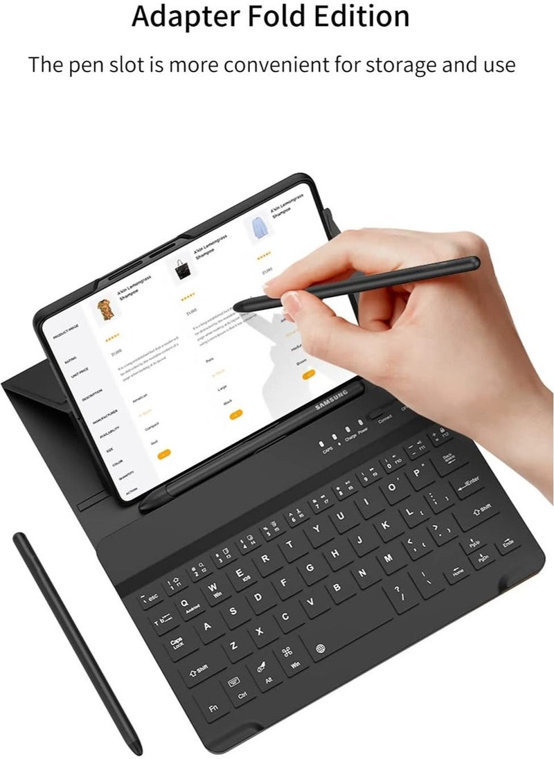 Raxoom Samsung Galaxy Z Fold 4 Case,Screen Protector Keyboard Leather Case Stylus+Pen Slot Phone Office Kit,Folding Phone Cover for Samsung Galaxy Z Fold 4 5G-Black - Image 3