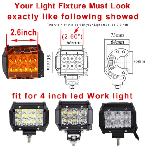 VKBYNG 2PCS 4 Inch Led Pods Light Covers Off Road Lights Cover Light Bar Lens Cover Protective Dustproof Covers for ATV UTV SUV Truck 4" LED Work Lights Fog Lights Driving Lampshade(2PCS Amber Covers) - Image 5