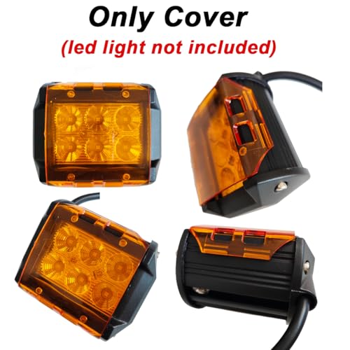 VKBYNG 2PCS 4 Inch Led Pods Light Covers Off Road Lights Cover Light Bar Lens Cover Protective Dustproof Covers for ATV UTV SUV Truck 4" LED Work Lights Fog Lights Driving Lampshade(2PCS Amber Covers) - Image 3