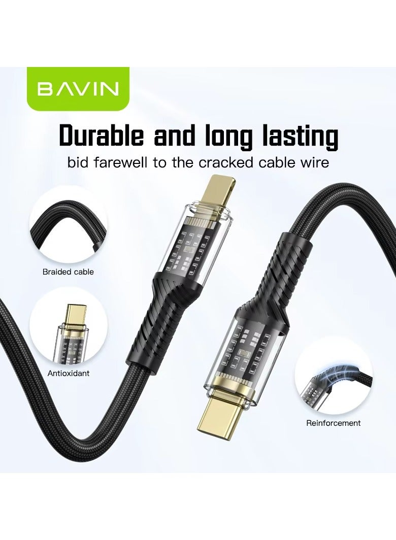 Bavin CB275 Power 12W Fast Charging Data Cable Smart Chip & Durable Braided Cable For Usb To Ios120 Cm Black - Image 3