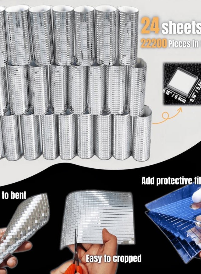 AIVS Self Adhesive Disco Mirror Tiles Kit-22200 PCS 4x4 mm Glass Mosaic Mirror Tiles for Crafts - Disco Ball Decor,DIY Cowboy Hat,Mirror Frame Border and Art Collage,Unique DIY Gift - Image 4