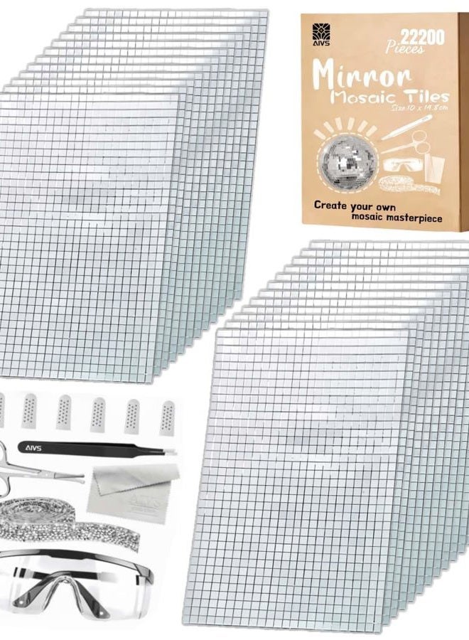 AIVS Self Adhesive Disco Mirror Tiles Kit-22200 PCS 4x4 mm Glass Mosaic Mirror Tiles for Crafts - Disco Ball Decor,DIY Cowboy Hat,Mirror Frame Border and Art Collage,Unique DIY Gift - Image 1