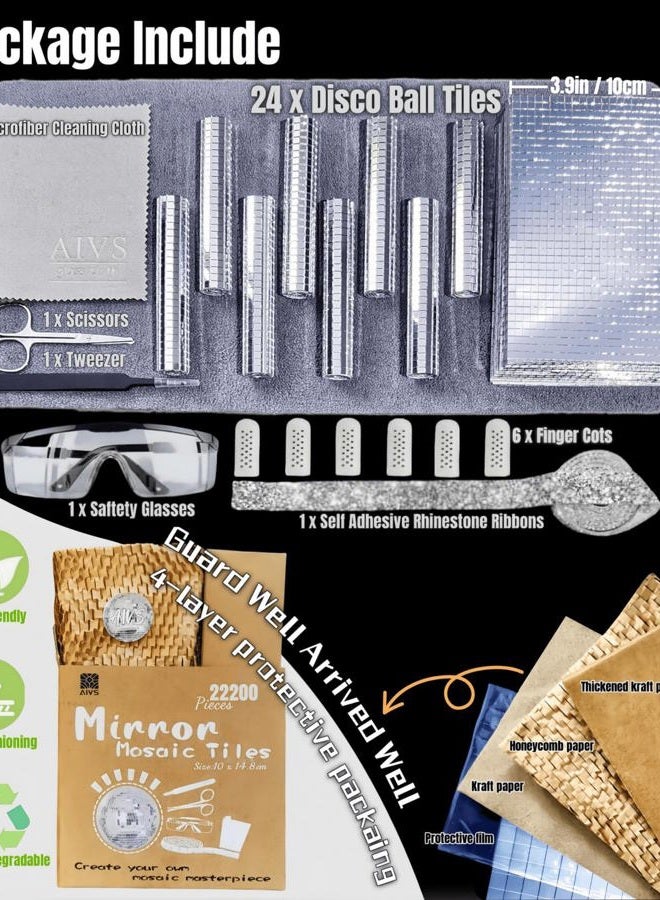 AIVS Self Adhesive Disco Mirror Tiles Kit-22200 PCS 4x4 mm Glass Mosaic Mirror Tiles for Crafts - Disco Ball Decor,DIY Cowboy Hat,Mirror Frame Border and Art Collage,Unique DIY Gift - Image 2