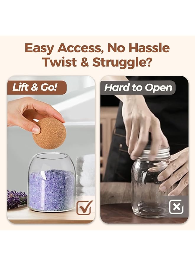 ComSaf Glass Storage Container With Ball Cork, 16 Oz Small Glass Jar With Cork Lids, 3 Pack Candy Jar, Tip Jar, Decorative Jar, Cute Jar For Coffee, Sugar, Salt, Apothecary Jar Cotton Swab Qtip Holder - Image 2