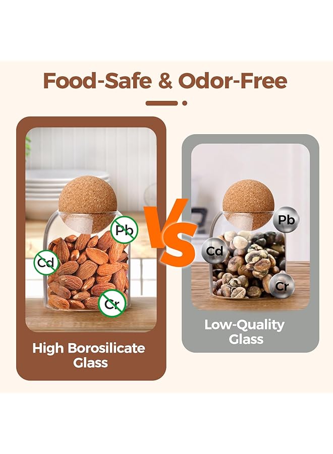 ComSaf Glass Storage Container With Ball Cork, 16 Oz Small Glass Jar With Cork Lids, 3 Pack Candy Jar, Tip Jar, Decorative Jar, Cute Jar For Coffee, Sugar, Salt, Apothecary Jar Cotton Swab Qtip Holder - Image 3
