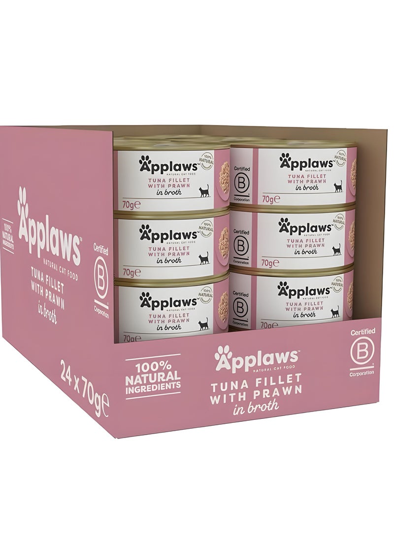 Applaws (24 packs) wet food with Tuna Fillet With Prawn In Broth flavor / 70 g - Image 2
