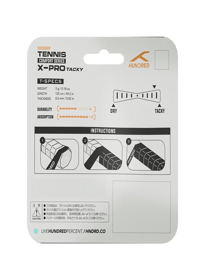 HUNDRED HNDRD X-Pro Tacky Tennis Overgrip | Sticky Grip Feel | Enhanced Control & Comfort | Lightweight PU | Pack of 3 - Image 2